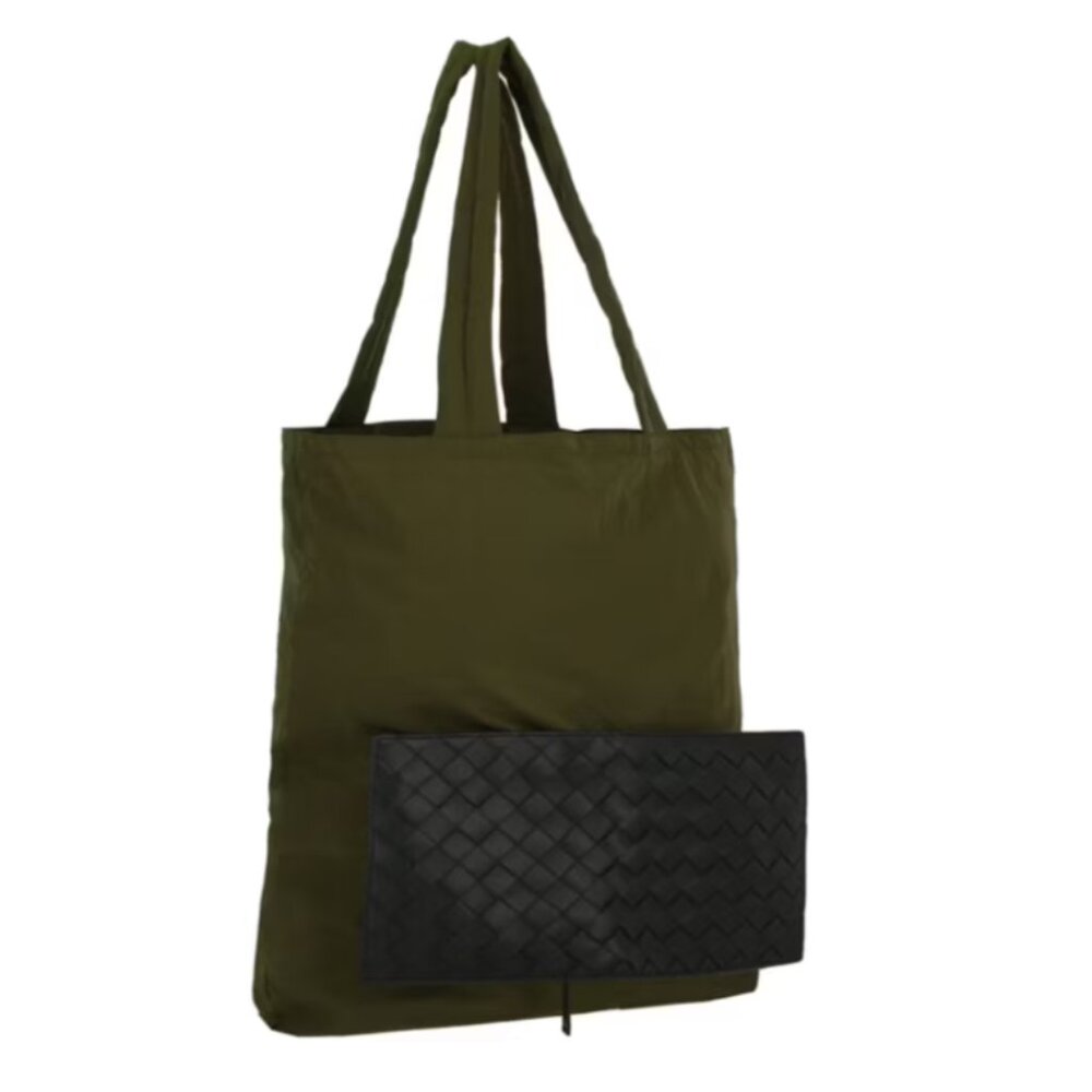 Bottega Veneta Nylon Shopper with Woven Panel Slim Tote Bag
